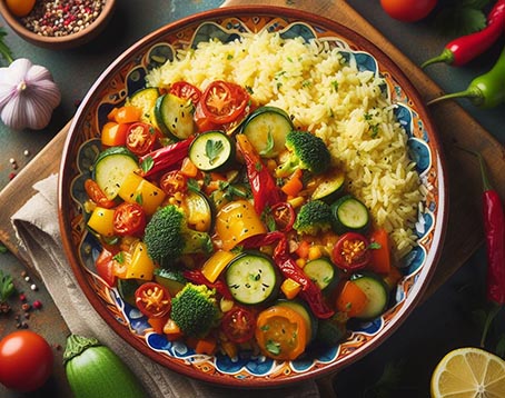 Una ratatouille con arroz